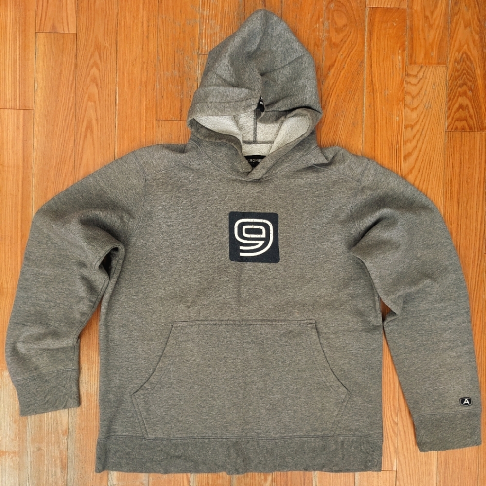 Vintage Abercrombie & Fitch Heather Gray Pullover Hoodie Mens Small 00s
